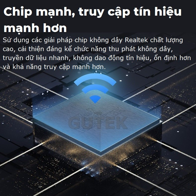 USB thu sóng wifi Gutek WD46 1200mbps 2 râu nâng cấp WiFi lên 5G cho máy tính pc laptop tần số 2.4G 5G