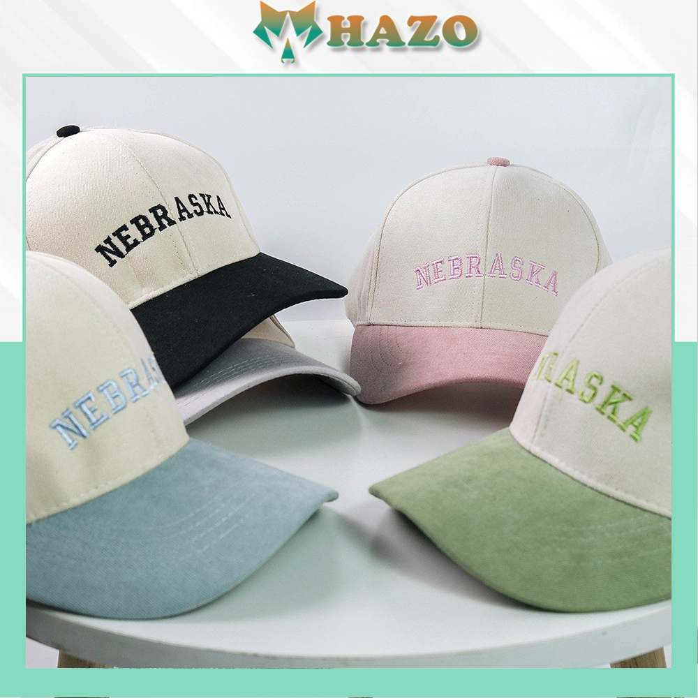 Mũ Lưỡi Trai Nón Kết Nhung Cao Cấp Thêu Chữ Nebraska 439 Phong Cách Ulzzang Form Unisex Nam Nữ - Hazo