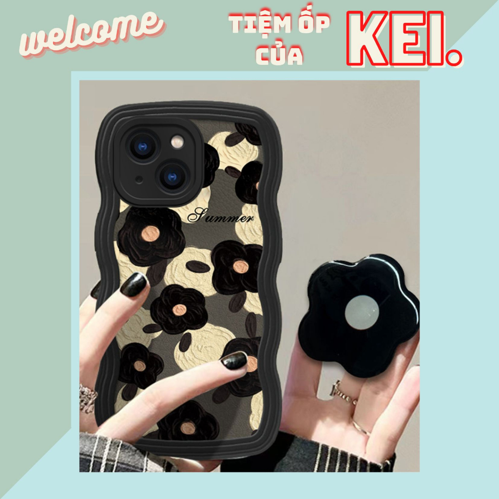 Ốp lưng viền sóng mây kèm popsocket Summer siêu xinh dành cho nhiều dòng máy của iphone/samsung/oppo/realme/xiaomi/vivo