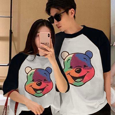 Set áo gia đình Hokiha Kid hình mặt gấu sắc màu chất cotton mềm mịn, co giãn 4 chiều đi du lịch TE339