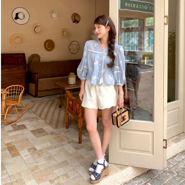 Áo bbd voan thêu hoa 61917 CHERRY COCO
