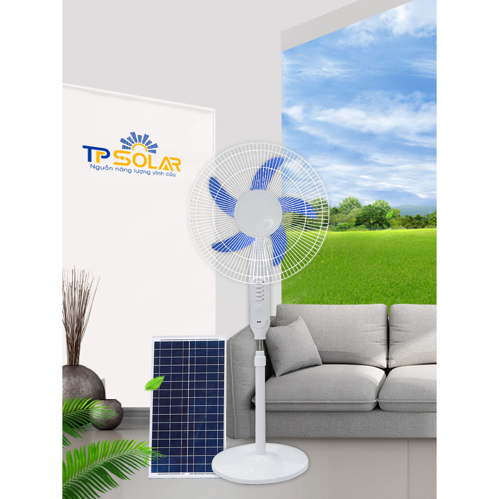 Quạt Tích Điện, Quạt Năng Lượng Mặt Trời TPSolar Công Suất 25W  Đa Năng, Tích Hợp Đèn Ngủ