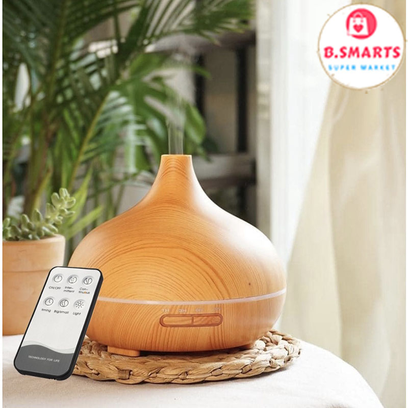 Máy phun sương tạo ẩm phòng ngủ 500ml có điều khiển, Máy xông tinh dầu đèn LED phun sương tạo độ ẩm