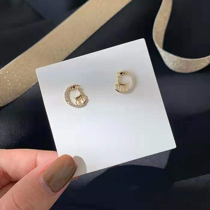 Khuyên tai hươu  đính đá nhỏ xinh chuôi bạc 925 TODOKI T025