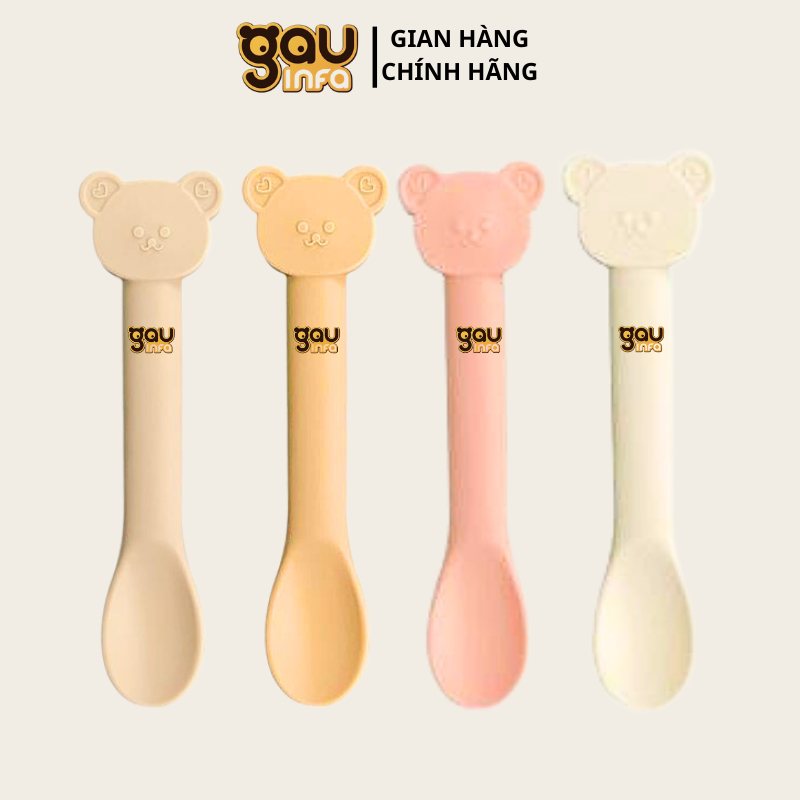 Thìa ăn dặm silicon gấu GAUINFA cao cấp giúp bé tập xúc ăn dặm