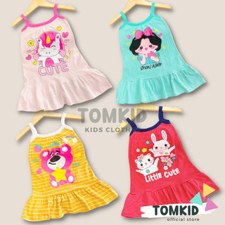 Đầm cho bé gái, set đầm 2 dây bé gái chất cotton chính phẩm dày dặn co giãn thoáng mát 8-23kg Tomkids