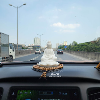Tượng phật bà quan âm sứ trắng cao cấp, phật quan âm để taplo xe hơi