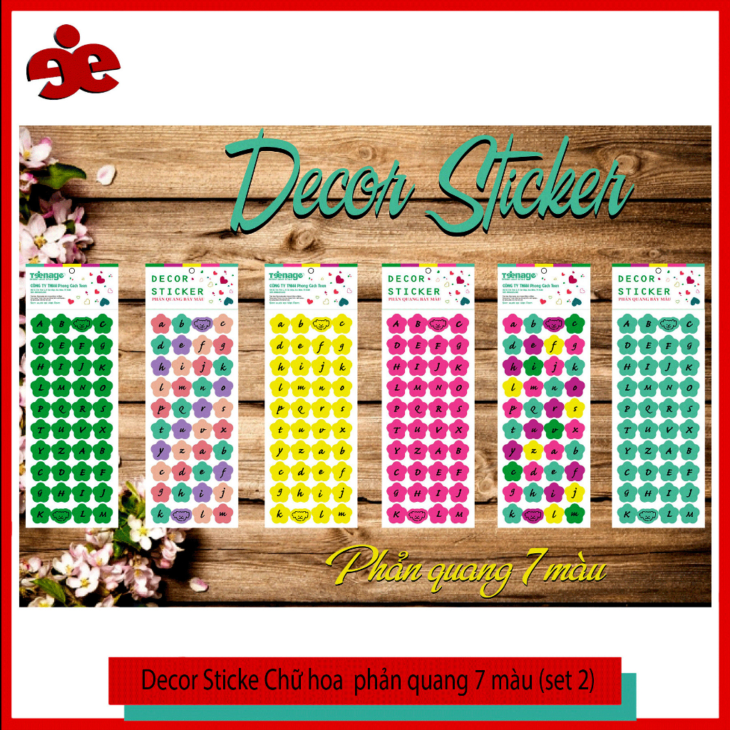 Sticker decor Chữ phản quang SET 2 tờ in bảng chữ cái -Thích hợp để trang trí DIY, nhật kí...