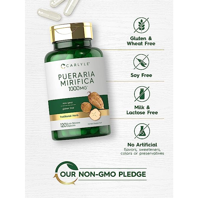 Carlyle Pueraria Mirifica 1000mg - Viên uống sâm tố nữ giúp tăng kích cỡ ngực, hormone nữ 120 viên