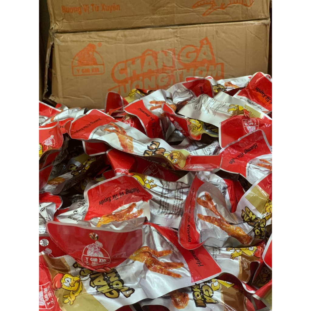 Ăn Thả Ga 1 Bịch 50 Chân Gà Tương Thơm Tùy Chọn Vàng Đỏ - HULA FOOD