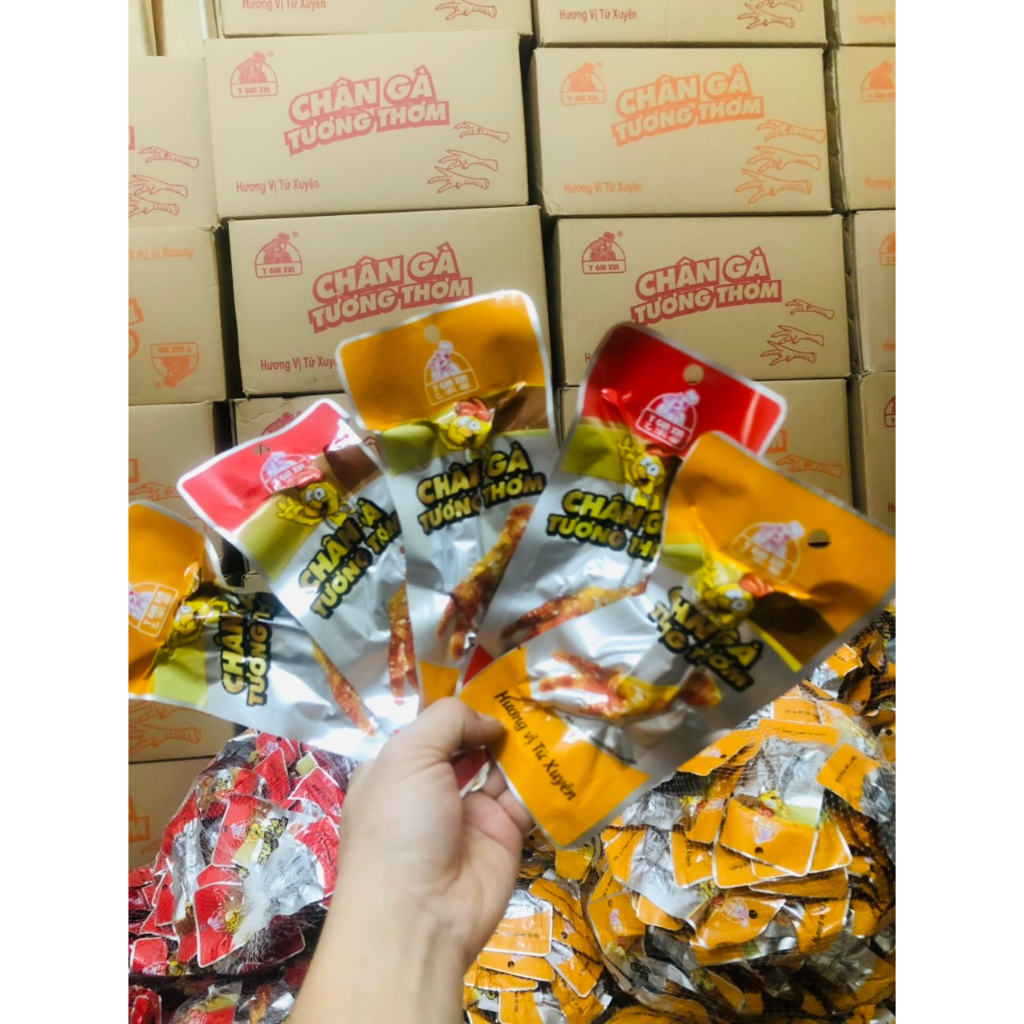 Ăn Thả Ga 1 Bịch 50 Chân Gà Tương Thơm Tùy Chọn Vàng Đỏ - HULA FOOD