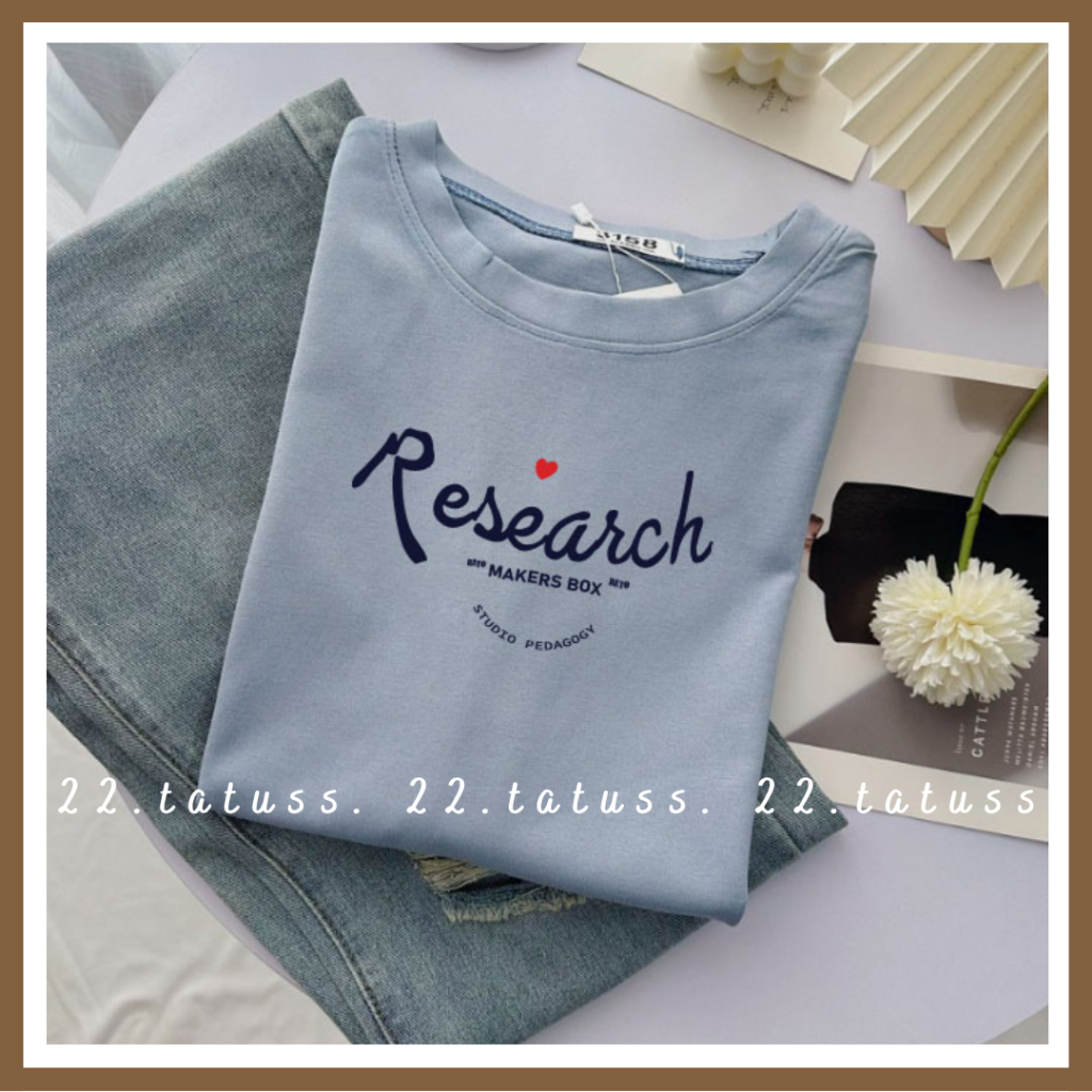 Áo thun dày dặn Research chất cotton khô thoáng mát, form basic tay lỡ siêu xinh FREESIZE