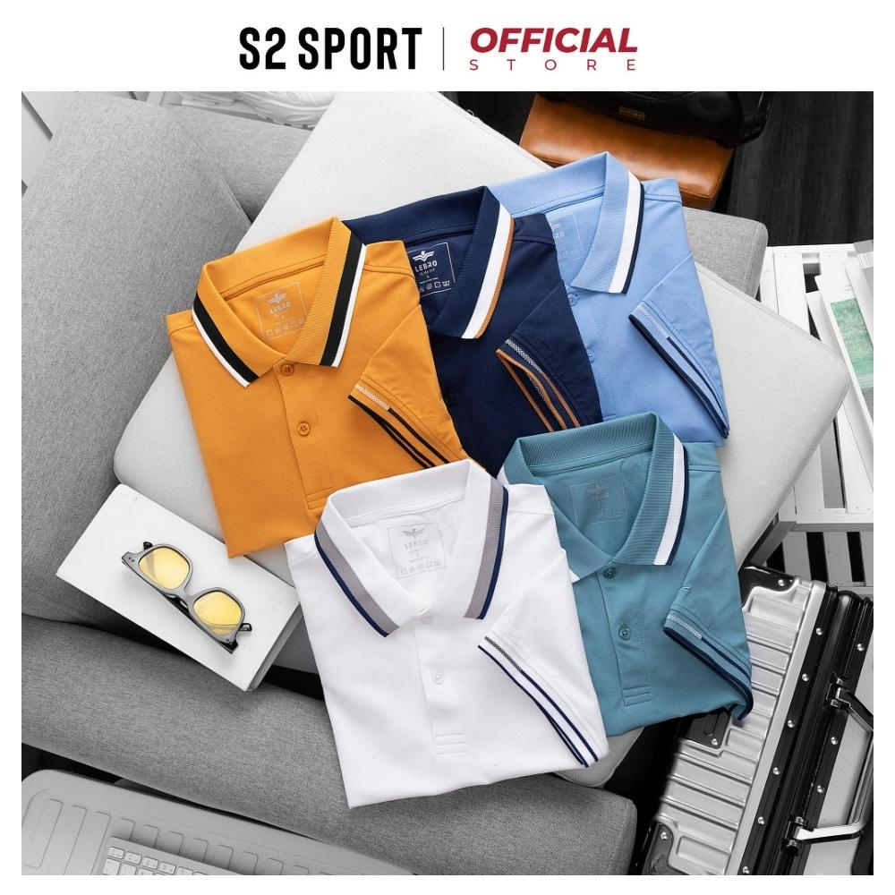 Áo thun polo nam S2 SPORT SPL2302 có cổ ngắn tay suông nhẹ basic vải CVC trơn phối line màu co giãn thoáng mát mềm mịn