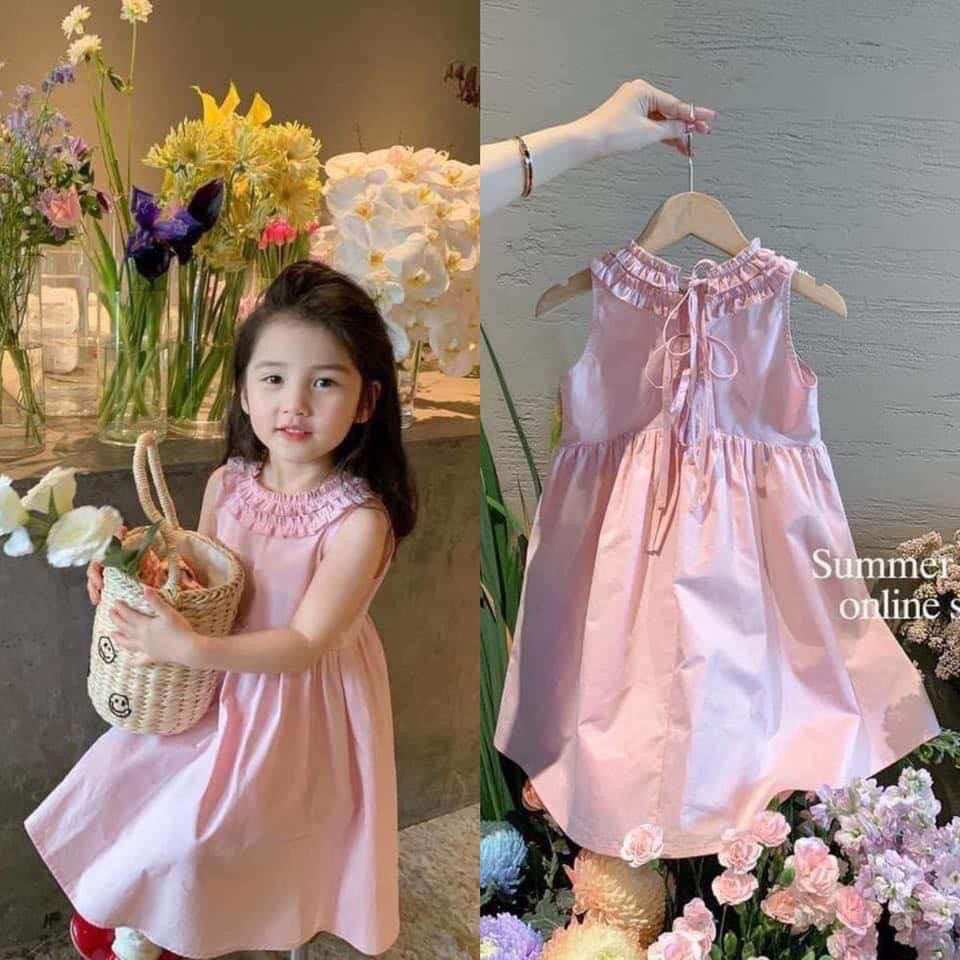 Đầm Váy Bé Gái Tiểu Thư Sát Nách Từ 12-31kg - Váy Đầm Công Chúa Trẻ Em 3,4,5,6,7 Tuổi Chất Liệu Cotton Thấm Hút Mồ Hôi