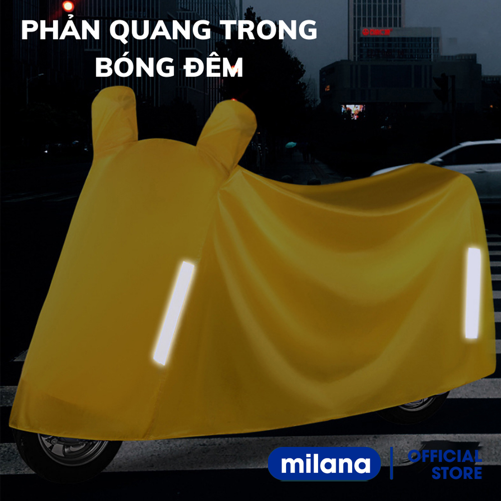 Bạt phủ xe máy che nắng, che mưa, chống bụi có bọc trùm gương, Bạt che xe máy phản quang chất liệu dù cao cấp tặng túi