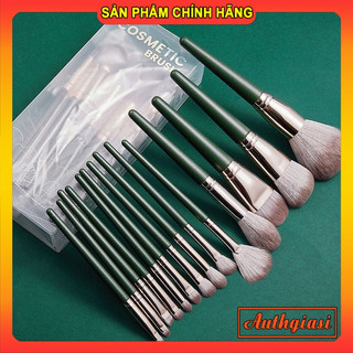 Bộ cọ trang điểm chuyên nghiệp RKG 14 món xanh lá cao cấp