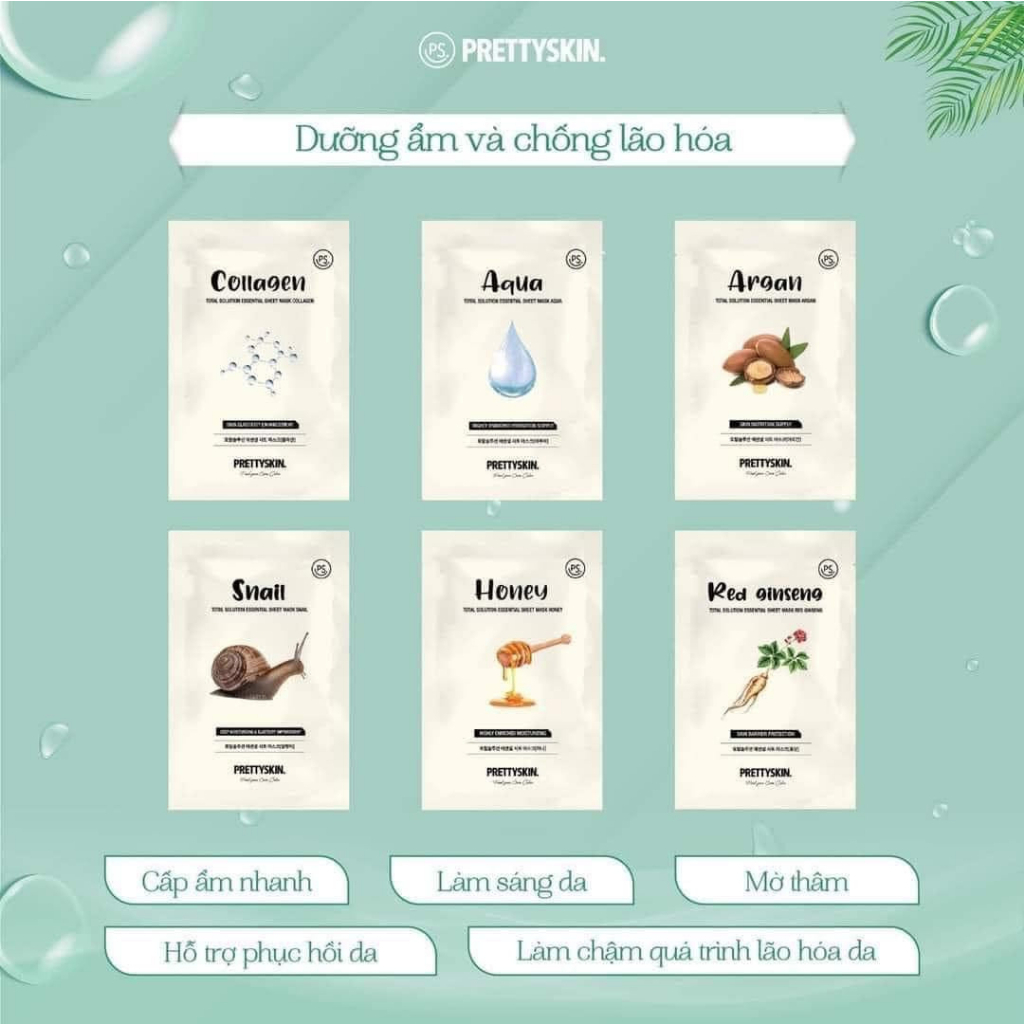 (1 miếng) Mặt nạ giấy PrettySkin Total Solution Essential Sheet Mask
