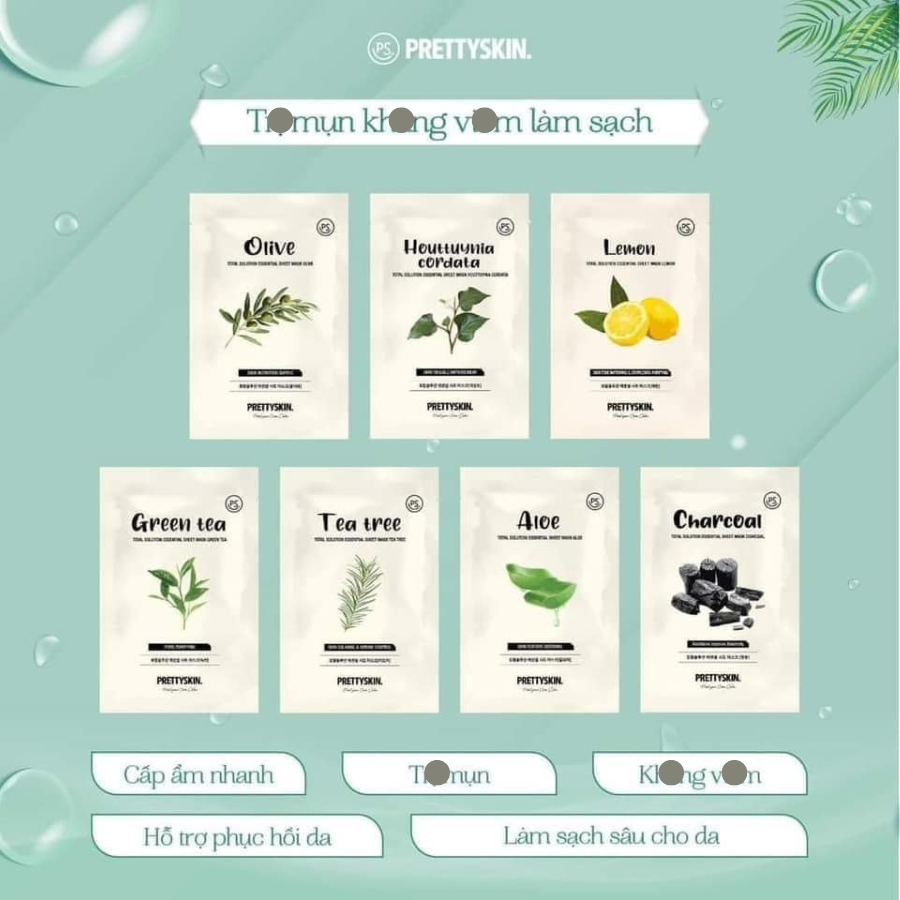 (1 miếng) Mặt nạ giấy PrettySkin Total Solution Essential Sheet Mask