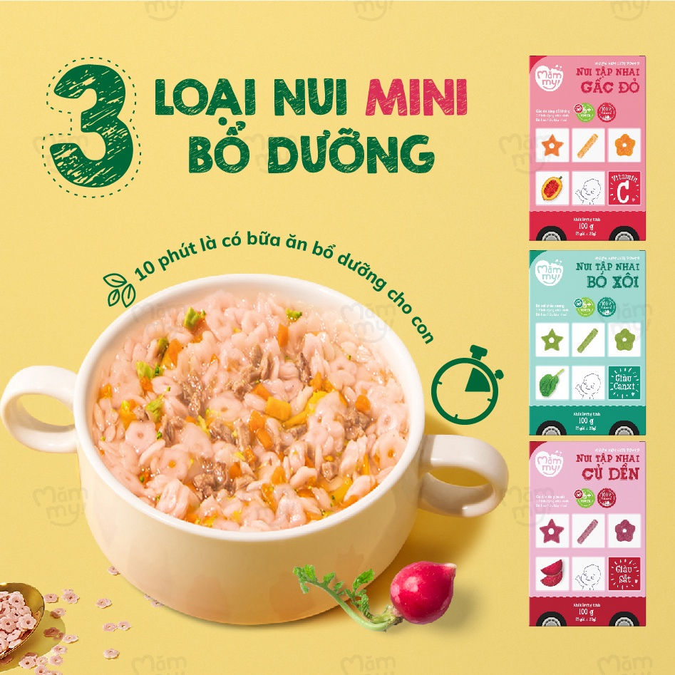 Nui mini rau củ Mămmy cho bé mới ăn dặm tập nhai trên 6 tháng