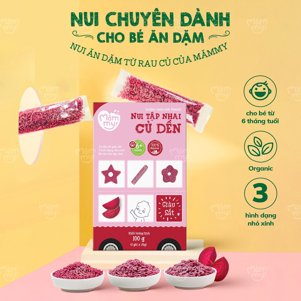 Nui mini rau củ Mămmy cho bé mới ăn dặm tập nhai trên 6 tháng