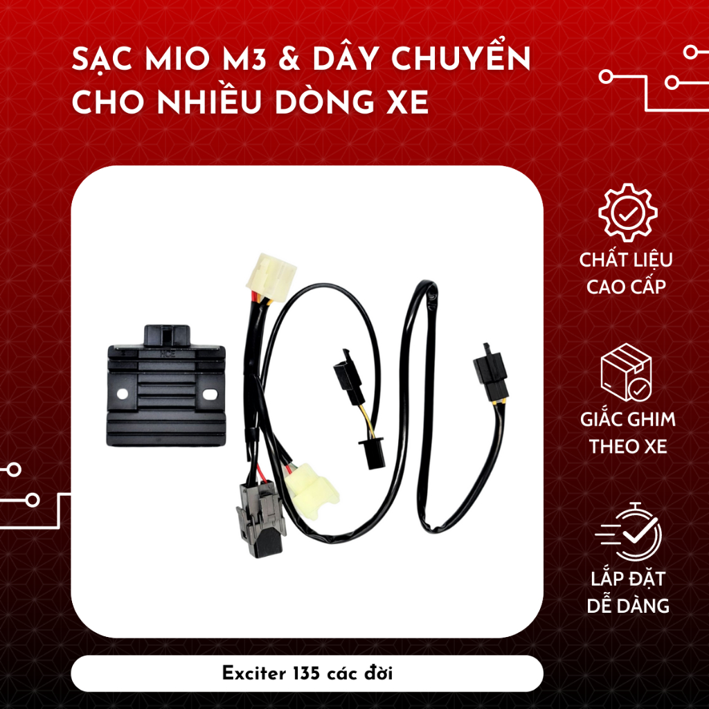 Sạc Mio M3 và dây chuyển cho nhiều dòng xe