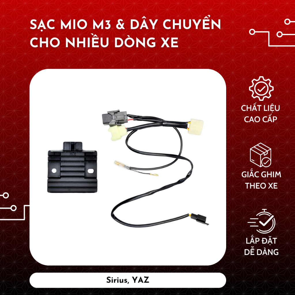 Sạc Mio M3 và dây chuyển cho nhiều dòng xe