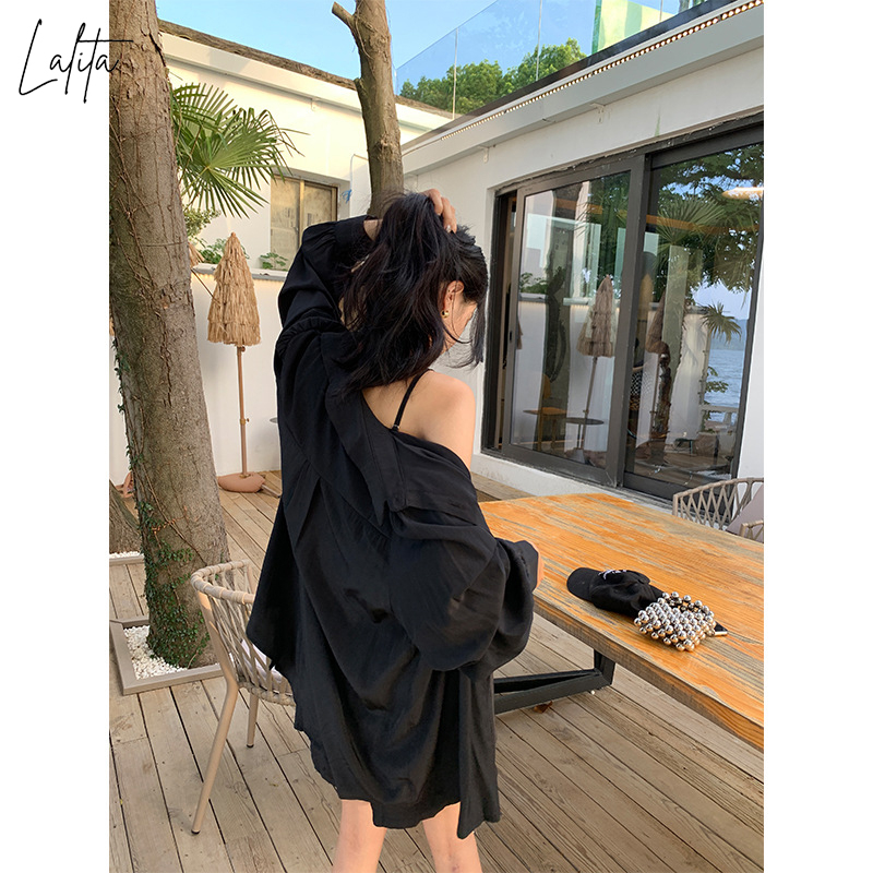 Set jumpsuit kèm áo khoác sơ mi siêu xinh ba màu rêu, đen, nâu có bigsize Lalita