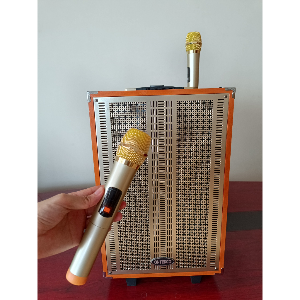 Loa kéo ONTEKCO 1202 bass 30CM hát karaoke, mạch chống hú chuẩn, loa bass mạnh mẽ, có bánh xe di chuyển