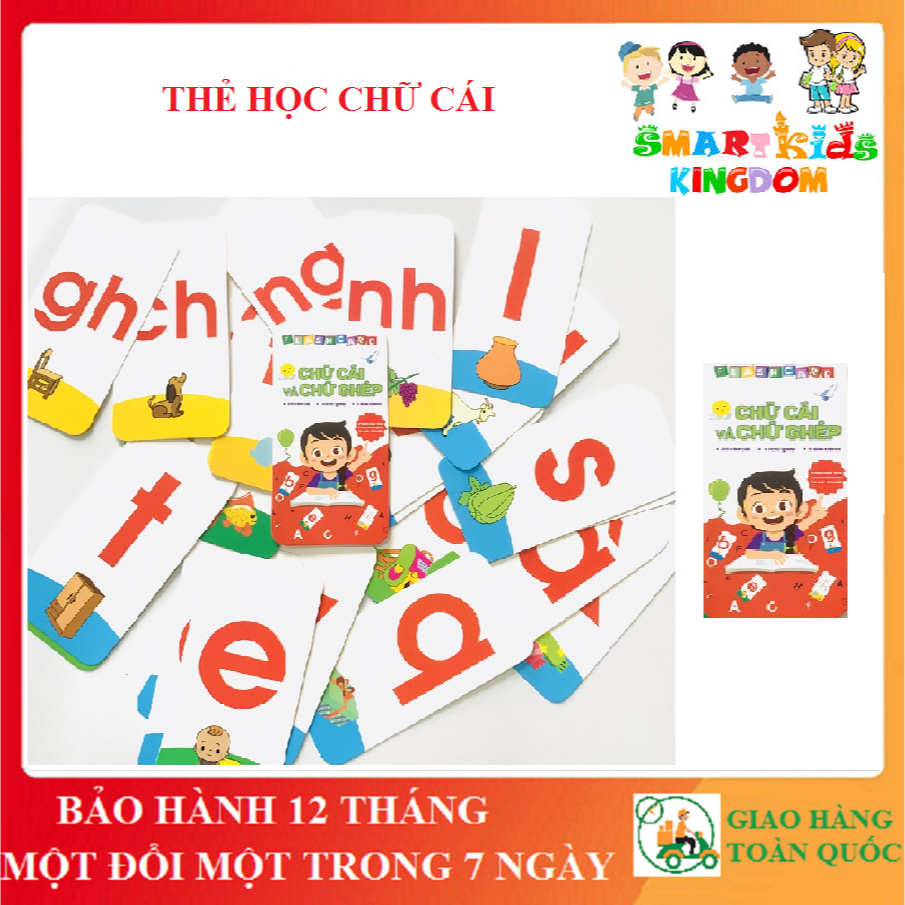 Bộ Thẻ Học Flash Card Chữ Cái Và Chữ Ghép Cho Bé Kích thước 7x14cm