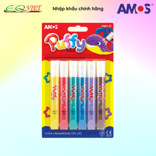 Bút vẽ màu sơn nhập khẩu hàn quốc amos paint puffy pup10b6 vỉ 6 màu