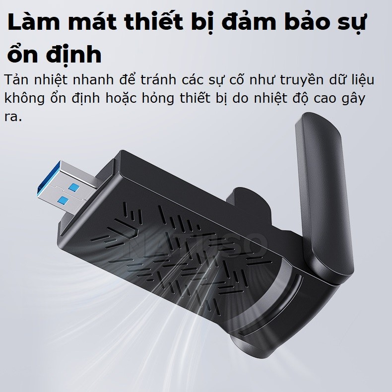 USB thu sóng wifi WD46 1200mbps 2 râu nâng cấp WiFi lên 5G cho máy tính pc laptop tần số 2.4G 5G | BigBuy360 - bigbuy360.vn