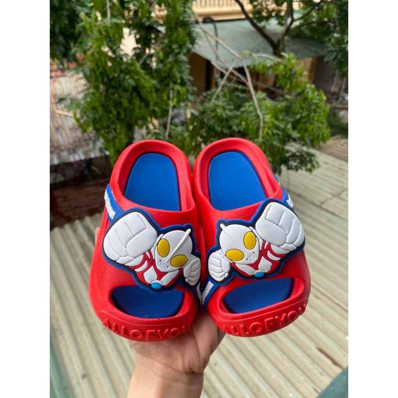 Dép siêu nhân bé trai, dép quai ngang trẻ em utraman cho con nít trẻ con đế siêu mềm có chống vấp mũi chân size 24-36