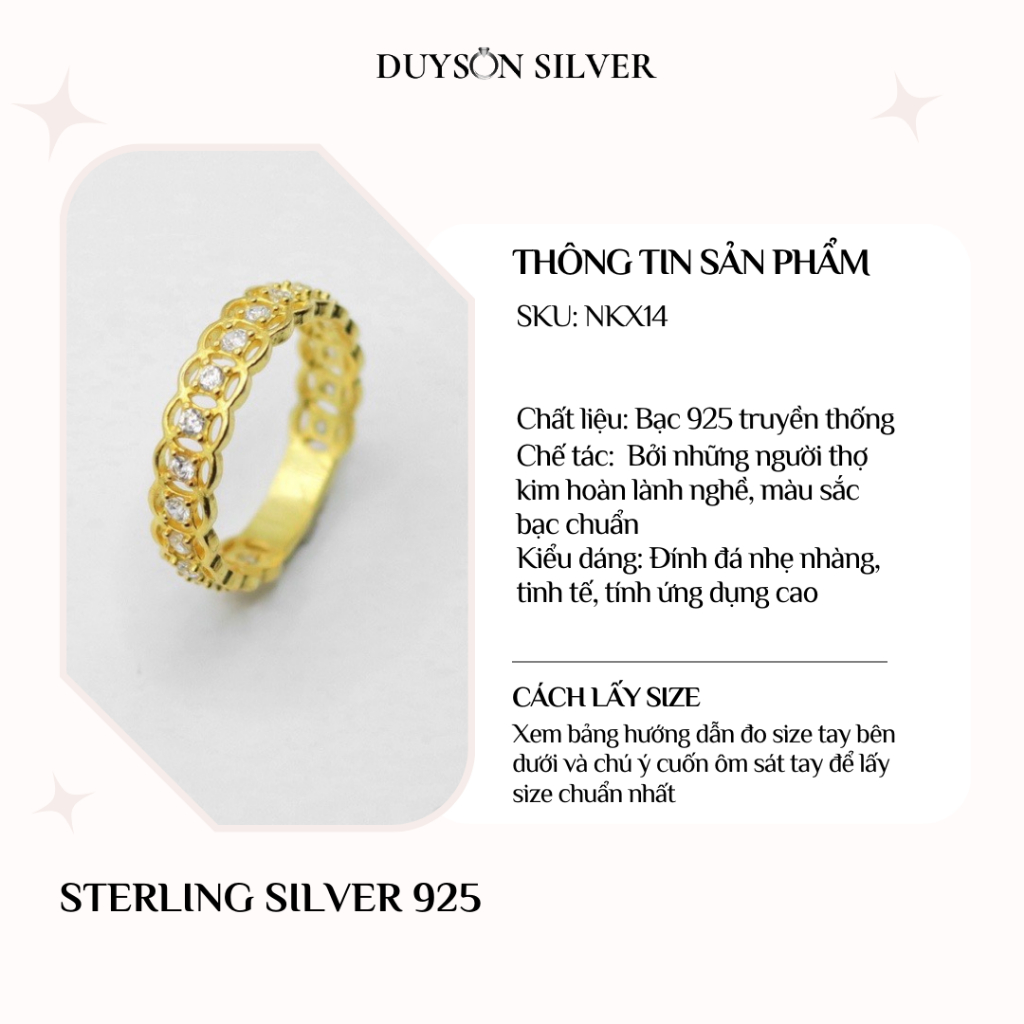 Nhẫn bạc Kim Tiền Lộc Phát mạ vàng 24k may mắn, tài lộc DUYSON SILVER