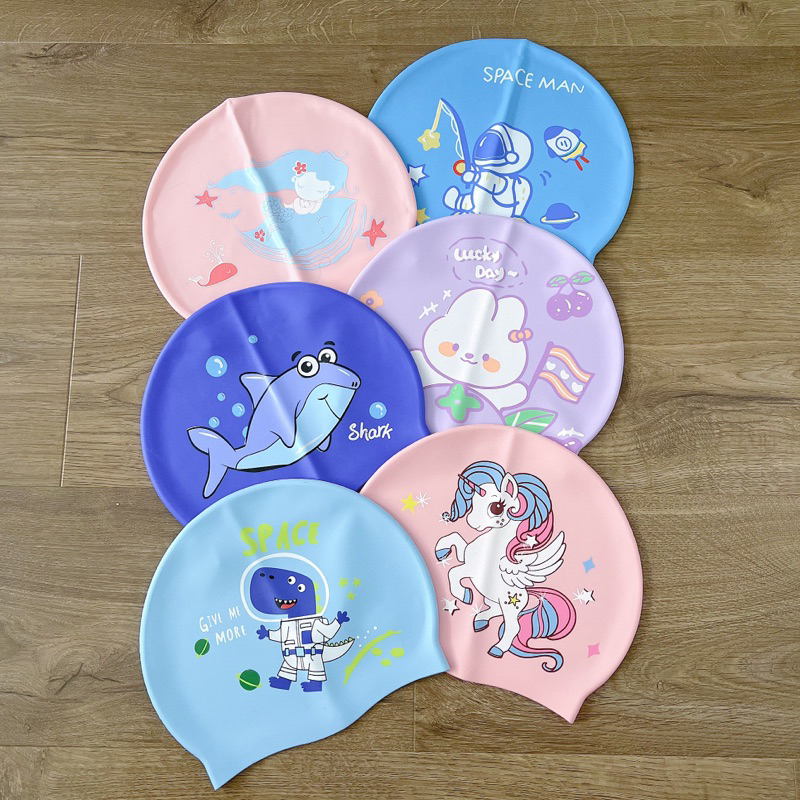 Nón bơi silicon chống thấm nước cho bé, mũ bơi trẻ em chuyên dụng.