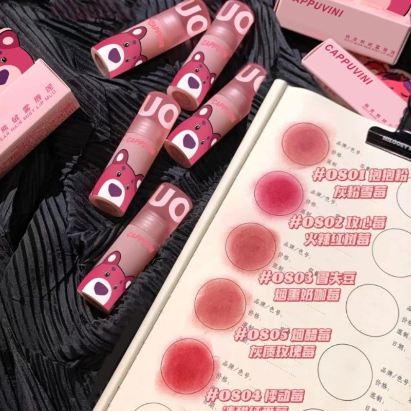 Set 3 cây son mini của cappuvini gấu dâu siêu xinh