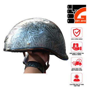 Mũ Bảo Hiểm 1/2 Đầu NAPOLI GANGSTER N120 - Màu bạc bóng 3D Free Size (55 -60CM) - BẢO HÀNH 12 THÁNG