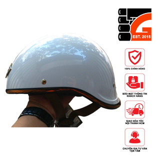 Mũ Bảo Hiểm 1/2 Đầu NAPOLI GANGSTER N120 - Màu Trắng bóng Free Size (55 -60CM) - BẢO HÀNH 12 THÁNG