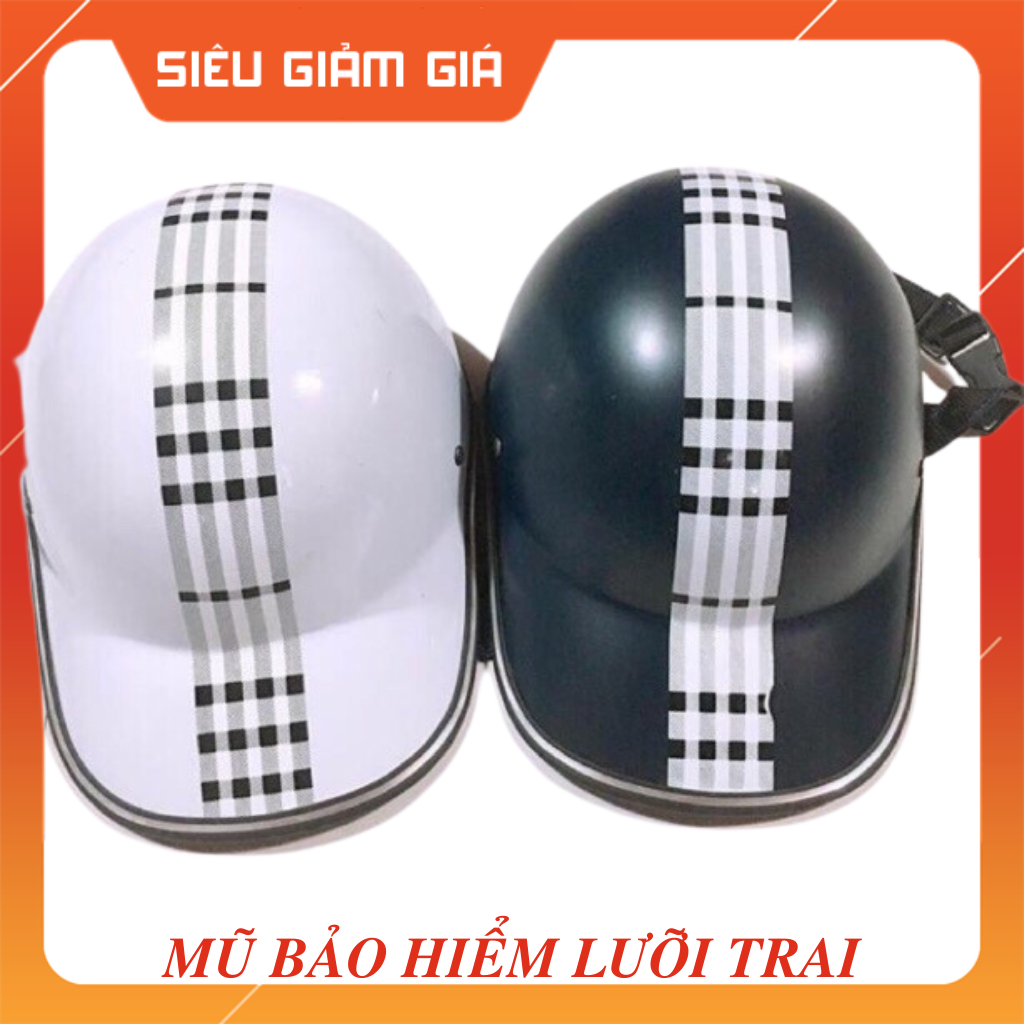 Mũ Bảo Hiểm Lưỡi Trai giá rẻ - Màu đen hoặc trắng - Thời trang