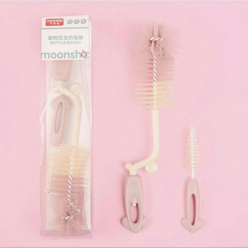 Bộ cọ rửa bình sữa, núm ty 2 chi tiết moonship cao cấp