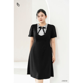 Đầm dài phối bản ren ngực đính nơ BIGSIZE (55kg đến 95kg) - 23SD30 - [BUstu Bigsize]