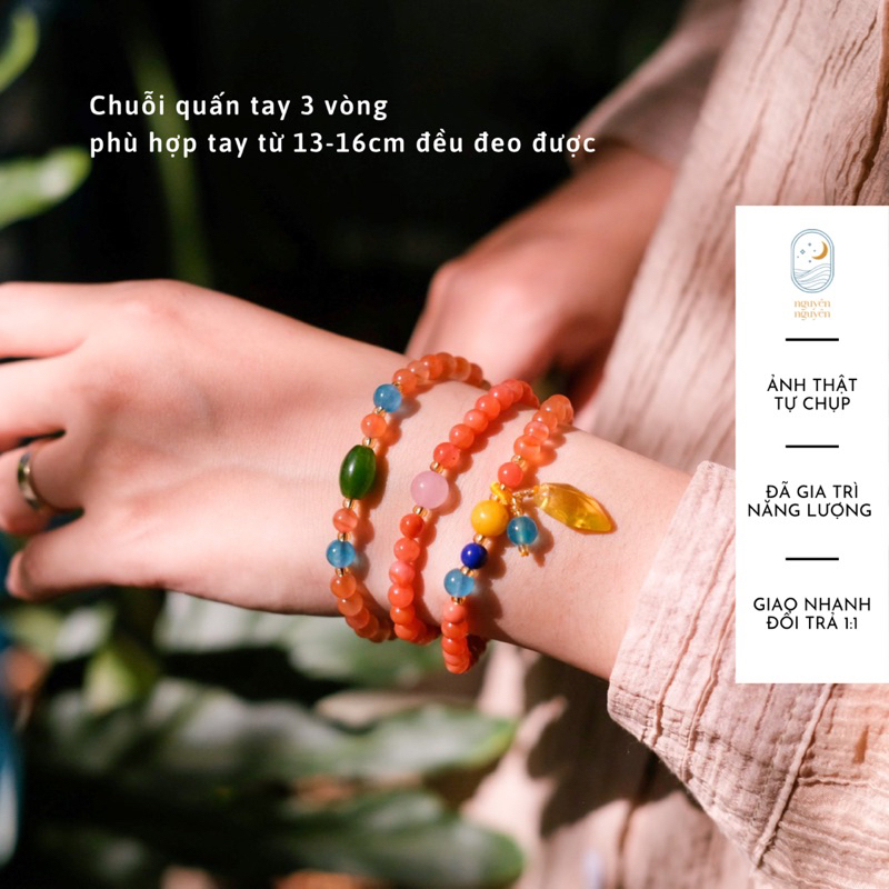 Chuỗi Hạt Ngọc Nam Hồng 5.5mm Đeo Tay Phong Thuỷ Bình An May Mắn