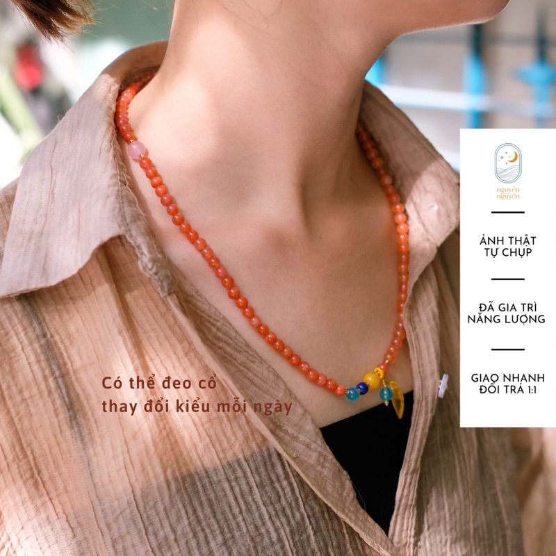 Chuỗi Hạt Ngọc Nam Hồng 5.5mm Đeo Tay Phong Thuỷ Bình An May Mắn