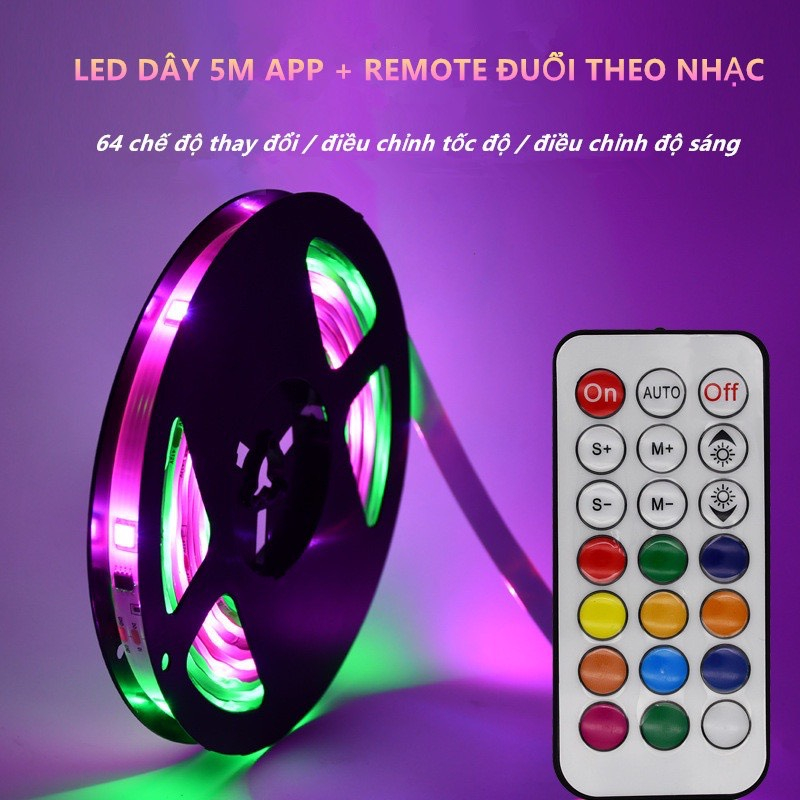 Đèn led bóng TRÒN  KÈM remote nháy theo nhạc trang trí  decor phòng cho livestream