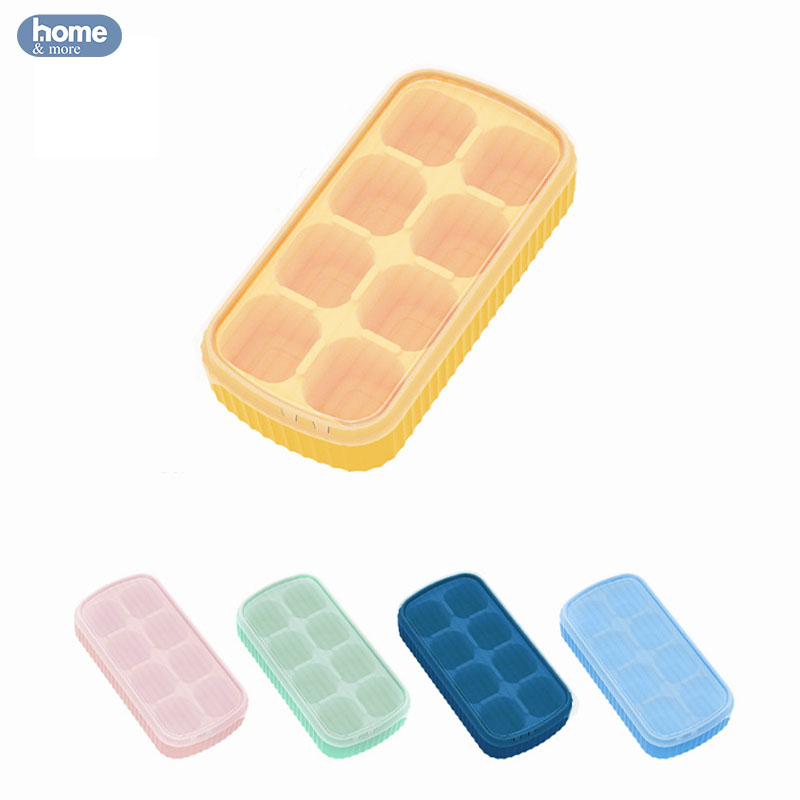 Khay đá silicone 8 ngăn có nắp ngăn mùi, khuôn làm thạch hoa quả tiện lợi dễ dàng