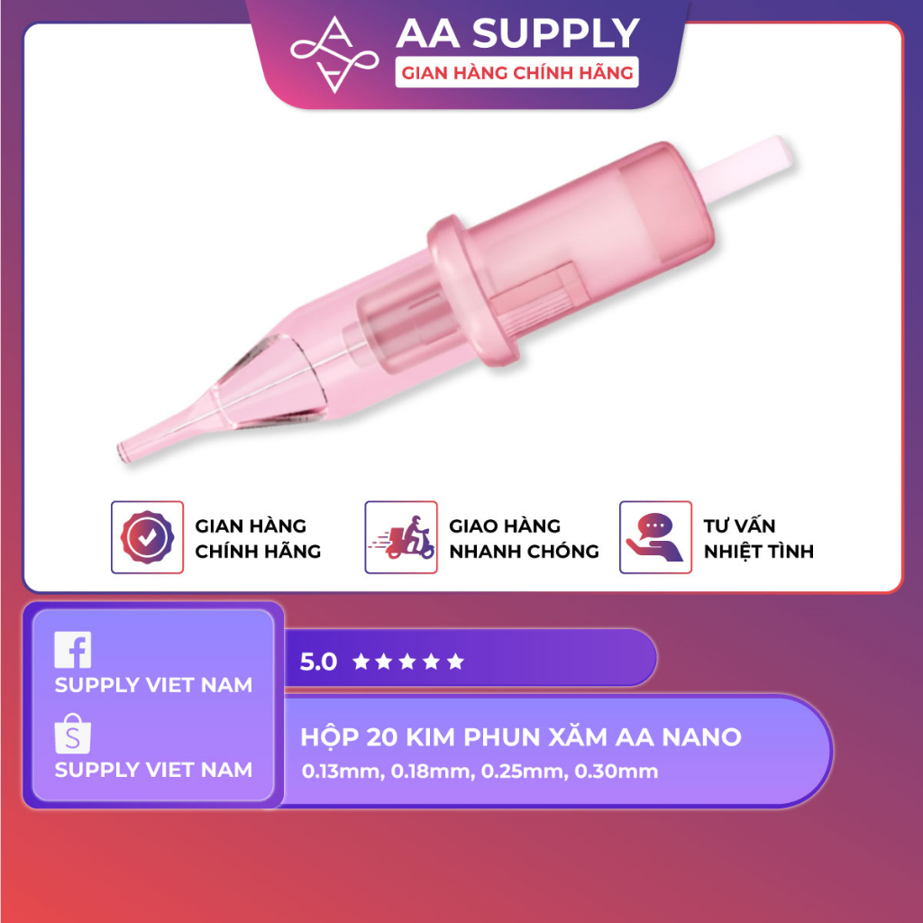 Hộp 20 kim đạn đi nét phun xăm thẩm mĩ AA Nano