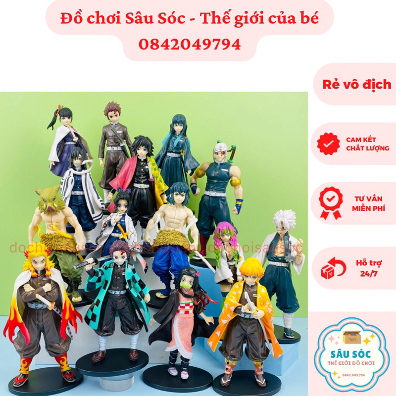 Mô hình Kimetsu No Yaiba figure Demon Slayer Tanjirou Nezuko Zenitsu Inosuke Giyuu Shinobu...figure thanh gươm diệt quỷ