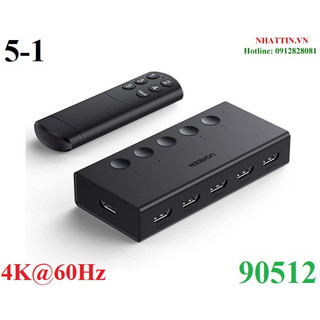 Bộ gộp hdmi 5 vào 1 ra chuẩn 2.0 hỗ trợ 4k@60hz 3d cec hdr hdcp2.2 ugreen 90512 cao cấp