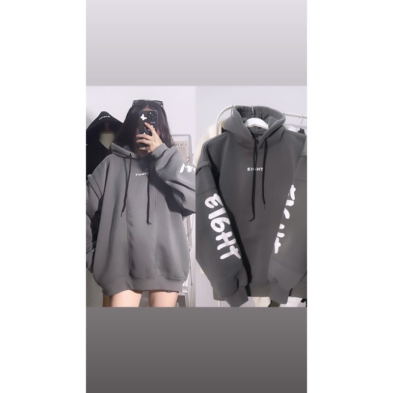 Áo Hoodie Nỉ Unisex Form Rộng Xanh Rêu EIGHT Hot Trend - PQK2023 | BigBuy360 - bigbuy360.vn