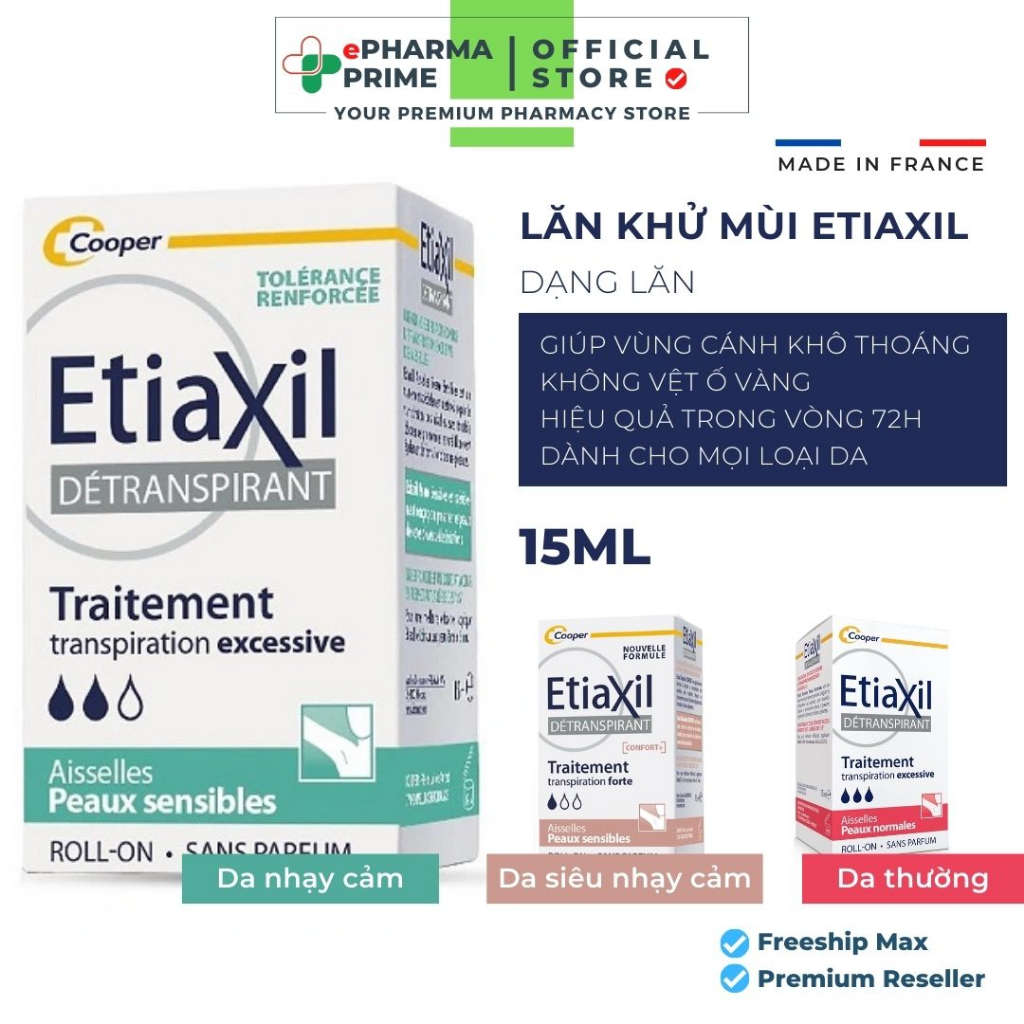 Lăn khử mùi Etiaxil Pháp khử mùi mồ hôi hiệu quả 15ml
