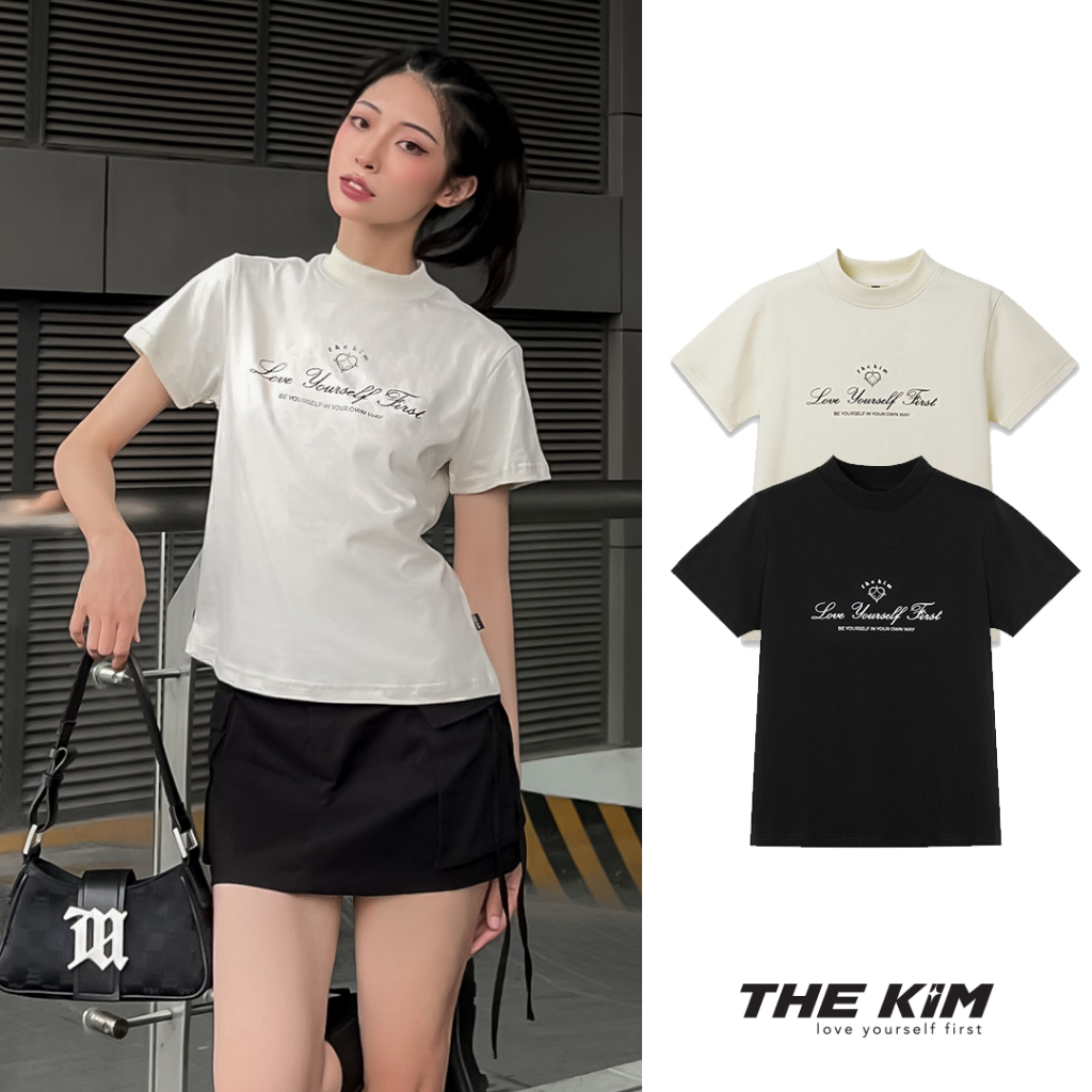 Áo thun baby tee The Kim - Love Yourself First logo blink heart , áo thun ngắn tay A196